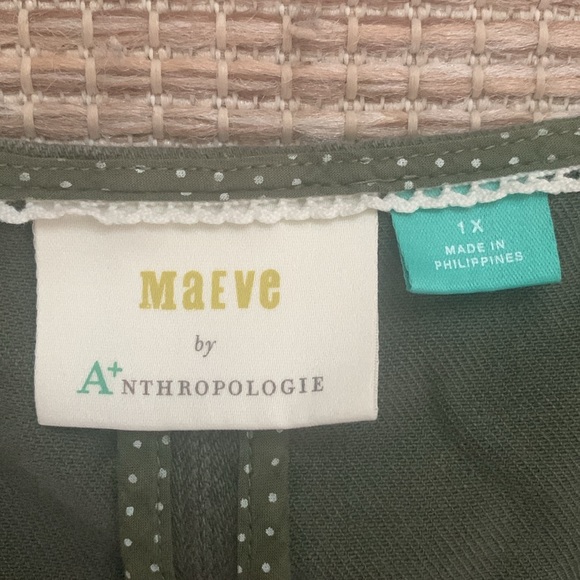 Anthropologie Maeve Tiana Flounced Olive Green Cottagecore Dress Plus Size 1X - Picture 6 of 14